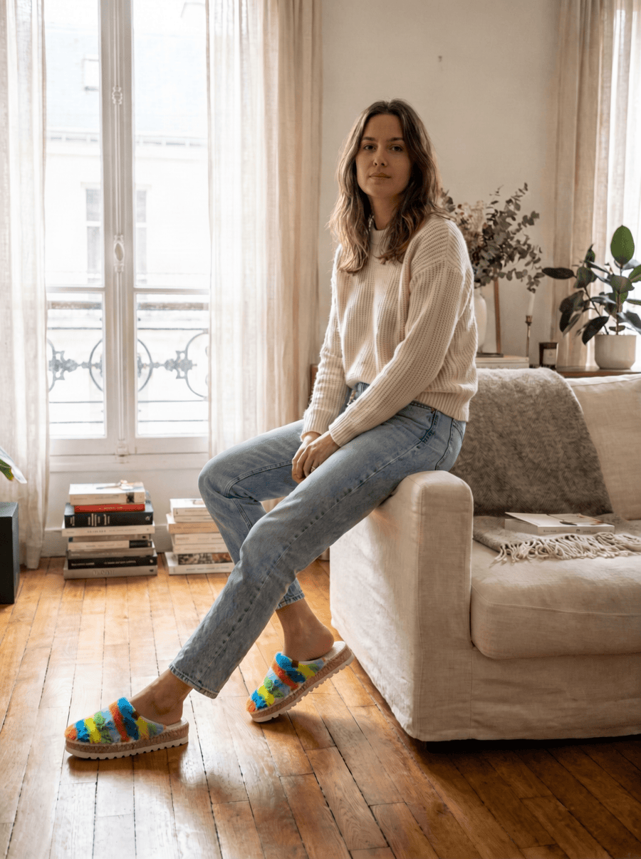 MULE HIVER – Chausson espadrille femme multicolore - Don quichosse
